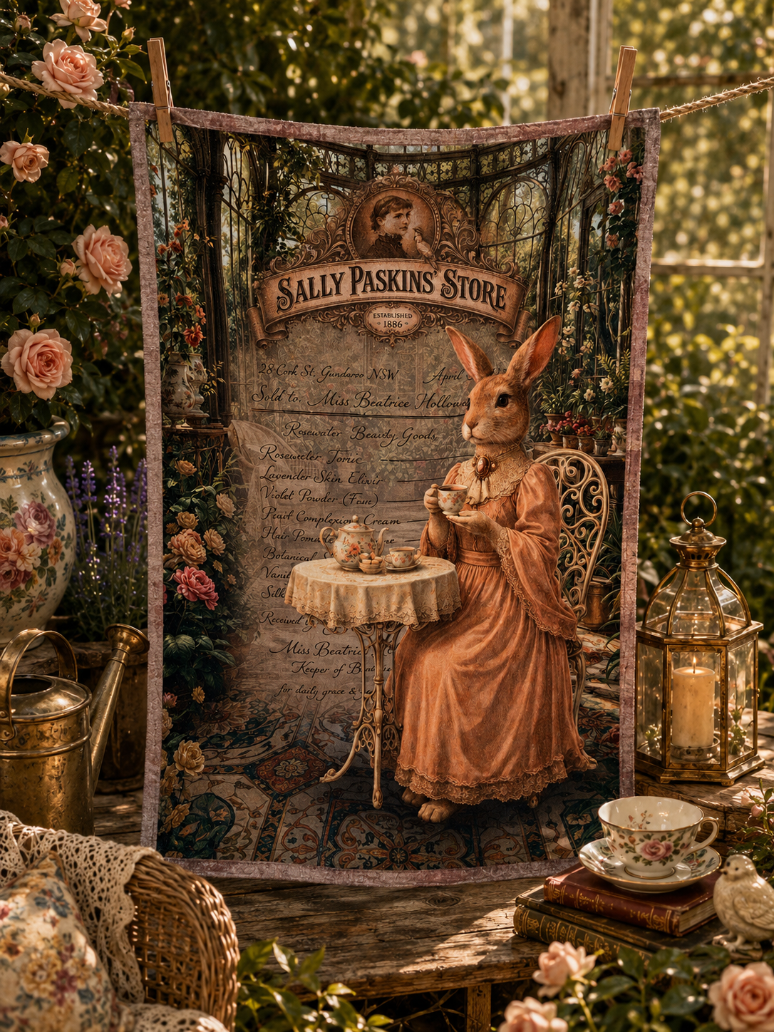 HAND TOWEL "Tea Among the Roses"