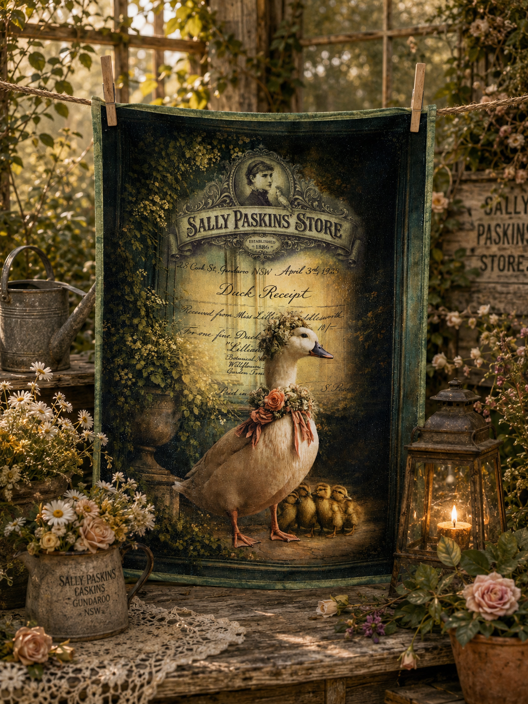 HAND TOWEL "Miss Lillian Waddleworth Spring Promenade"