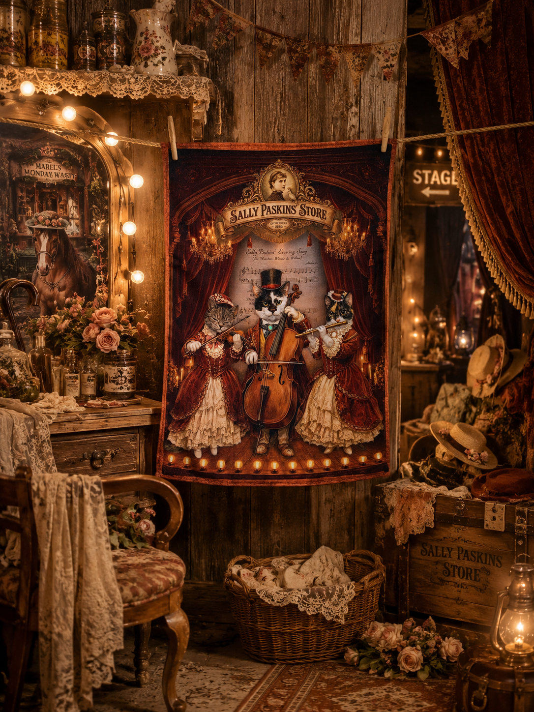 HAND TOWEL "An Evening with Sally's Cats"