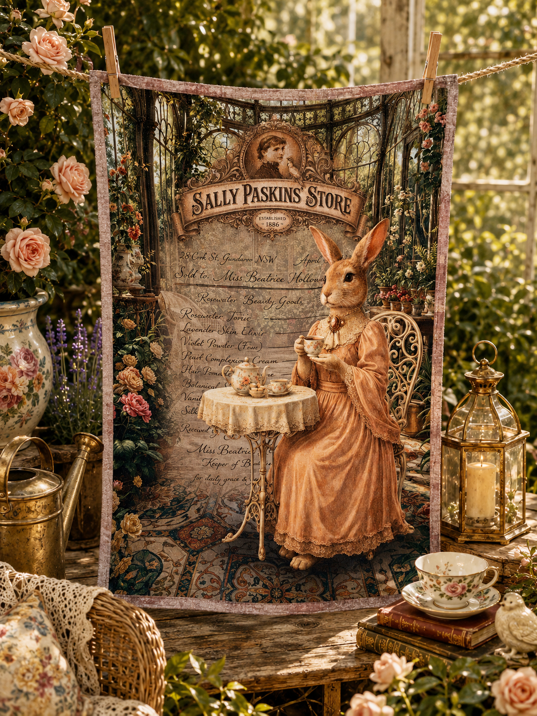 HAND TOWEL "Tea Among the Roses"