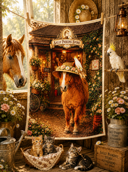 HAND TOWEL "Daisy and Cecil's Morning Stroll"