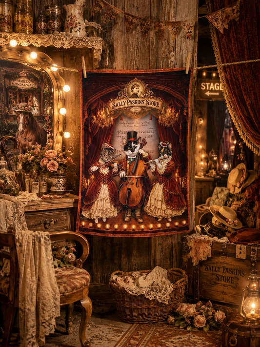 HAND TOWEL "An Evening with Sally's Cats"