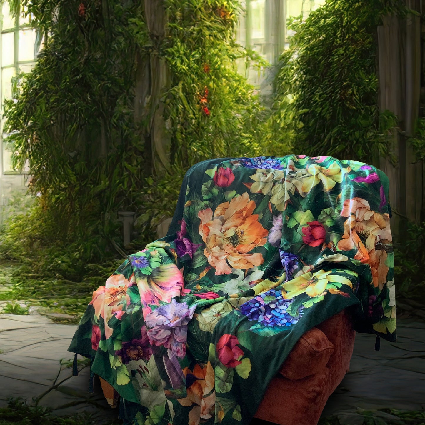 VELVET THROW "Tropical Splash"