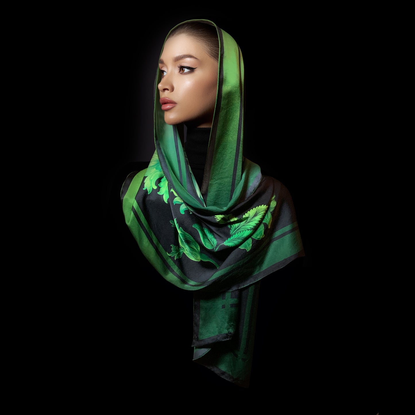 SILK SATIN SCARF "Greensleaves"