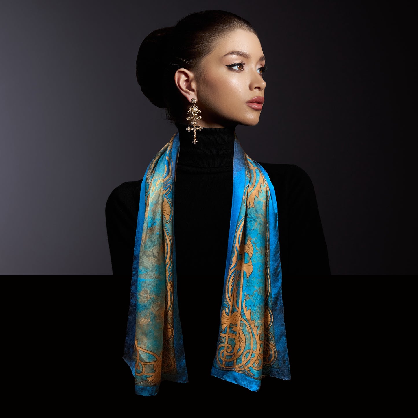 SILK SATIN SCARF "Cocoette"