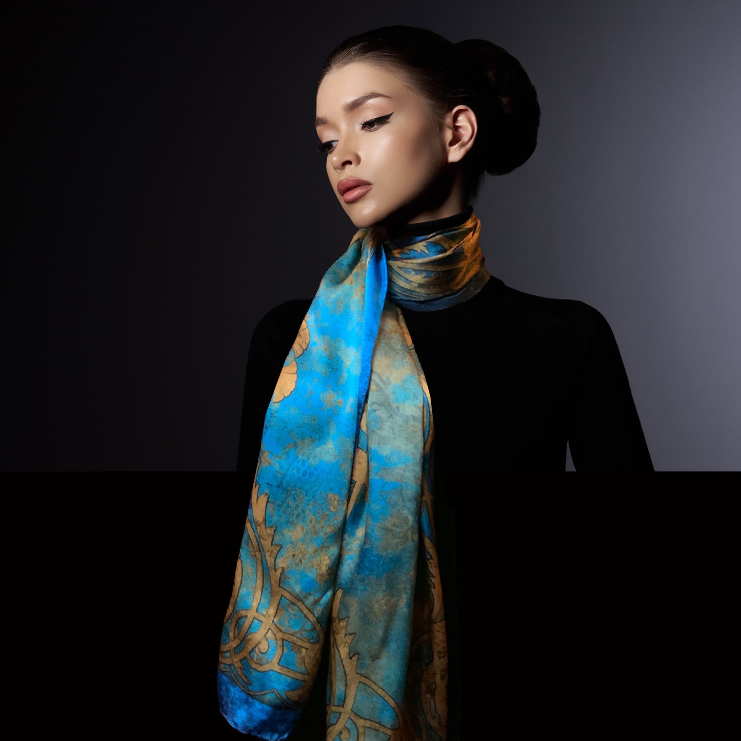 SILK SATIN SCARF "Cocoette"