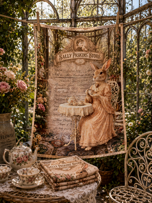 TEA TOWEL  "Tea Among the Roses"